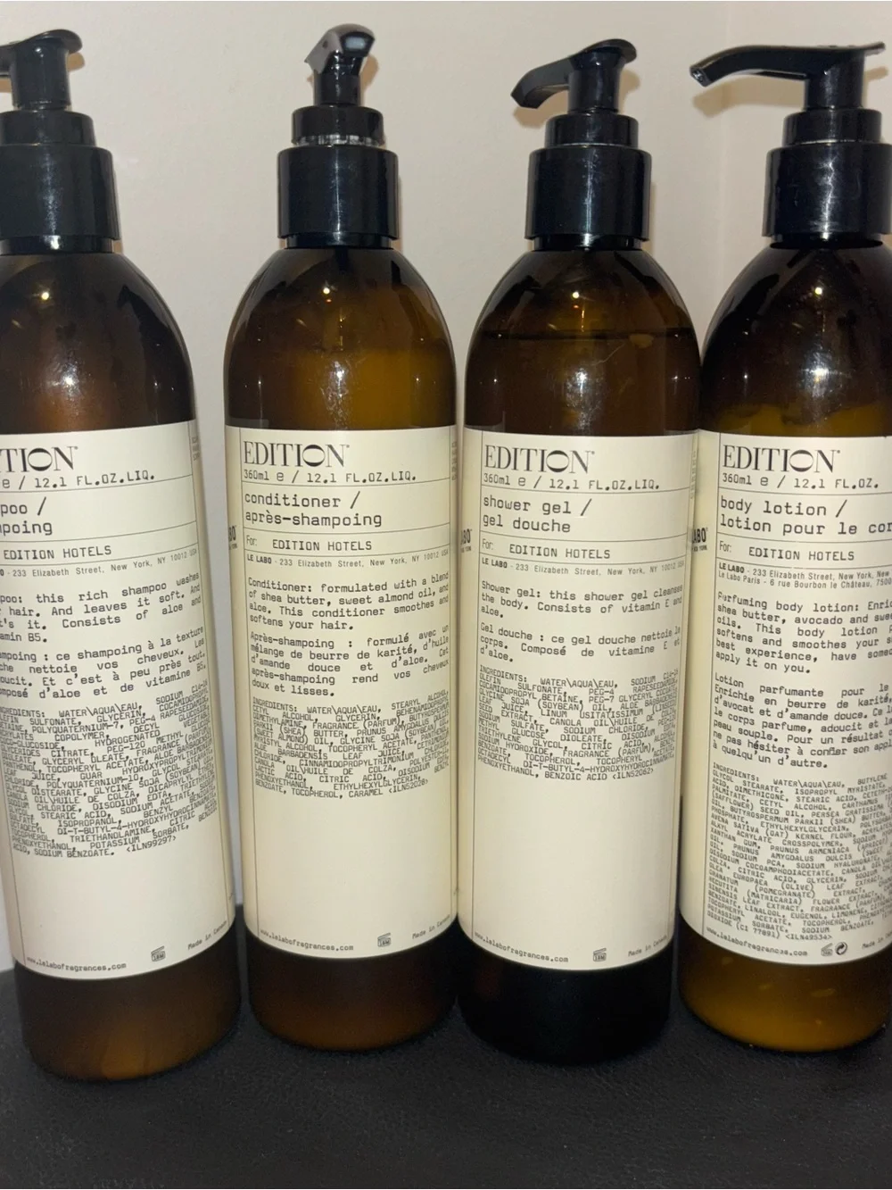 Le Labo Amber Brown Pump Bottles - Edition Home Bath Set- DISCONTINUED 12oz size